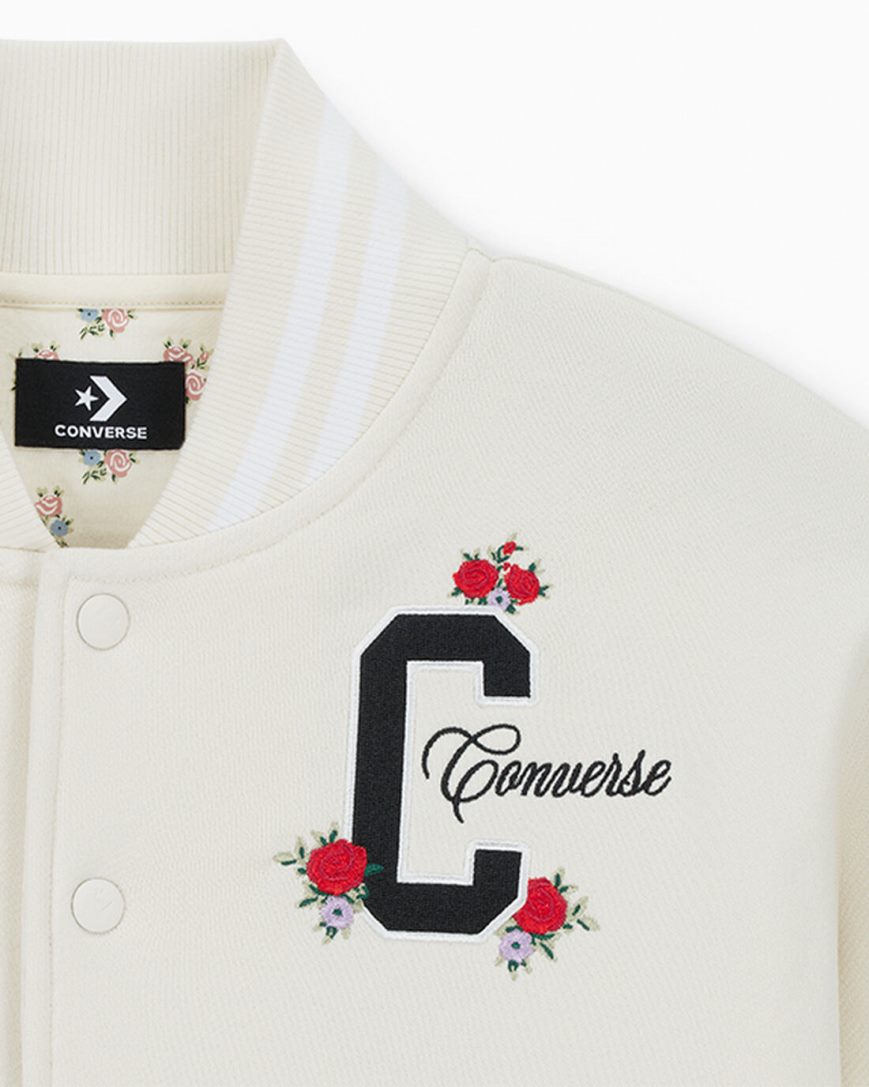 Women's Converse Embroidered Rose Bomber Jackets Beige | AU 035C9T